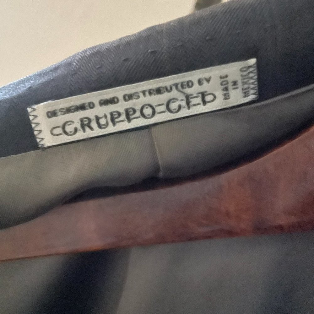 Louis Feraud, dark gray, pinstripe men's dress suit.